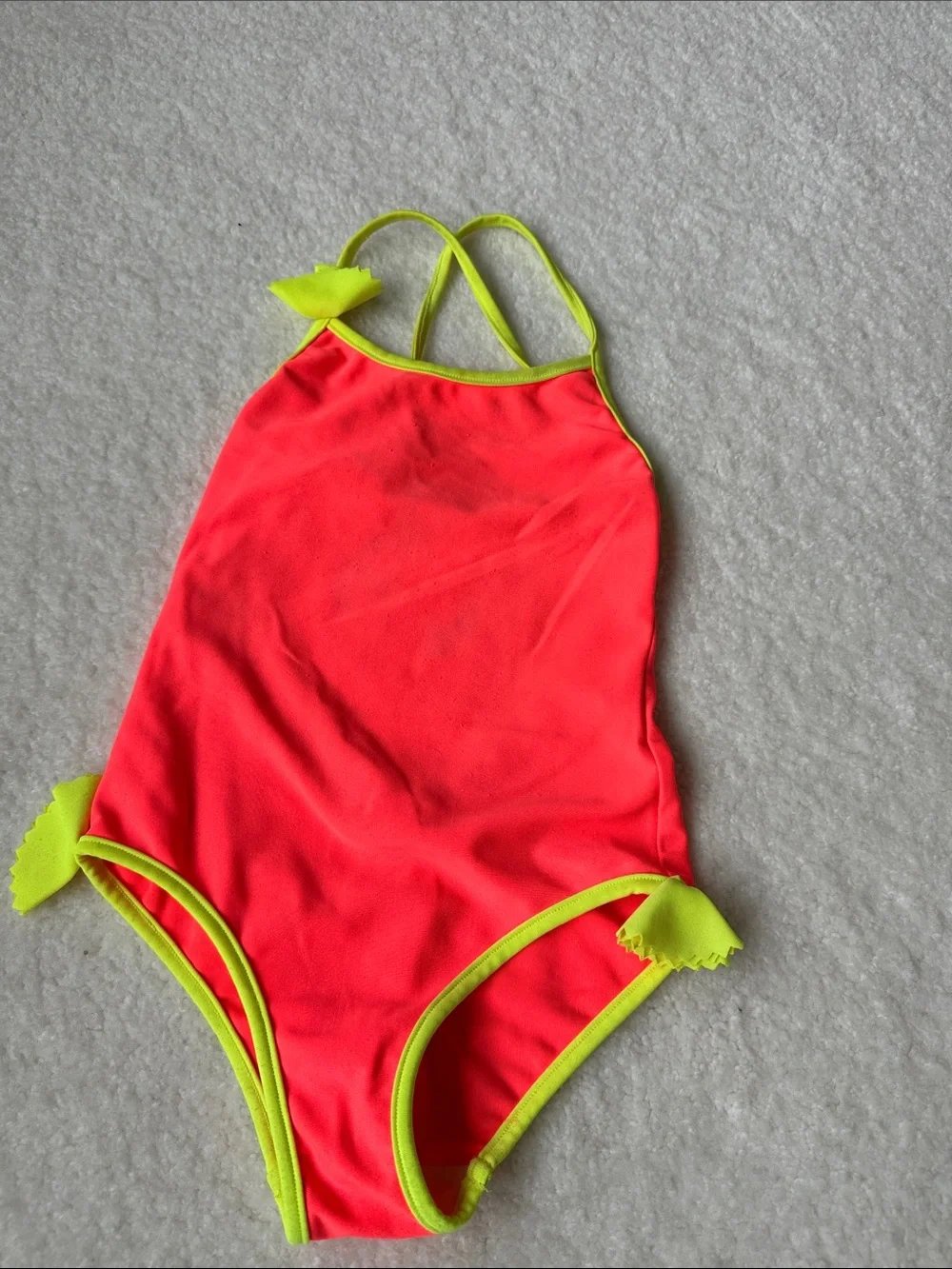 Bonpoint Neon Orange One-Piece Swimsuit with Lime Trim